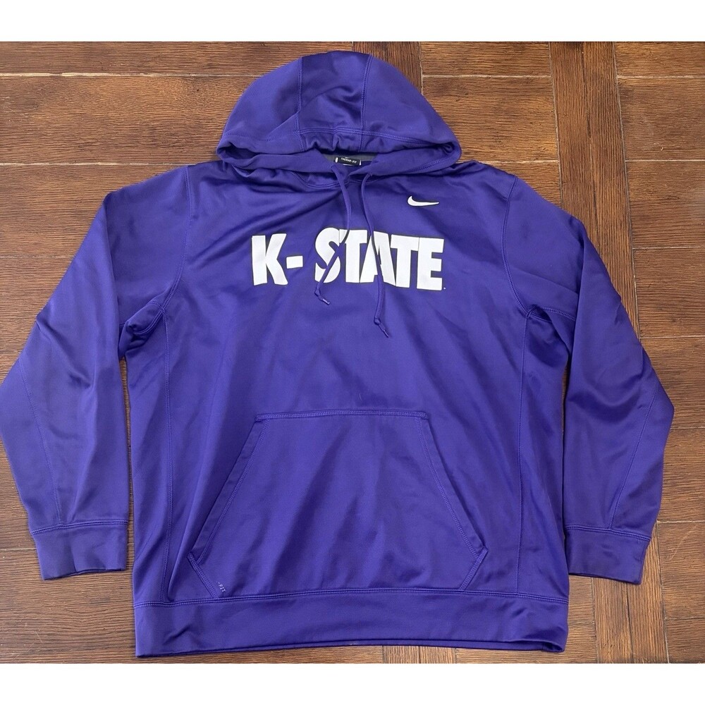 Men’s Nike Size XL Kansas State Wildcats Purple Therma Fit Hoodie Sweatshirt